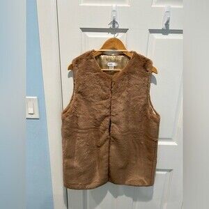 NEW Nordstrom Rack Women Faux Fur Vest Tan